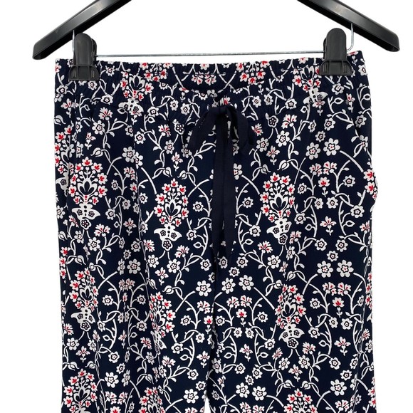 Ann Taylor Loft Women's Pants Red White Blue Pull on Casual Floral Wide Leg S - Picture 4 of 9